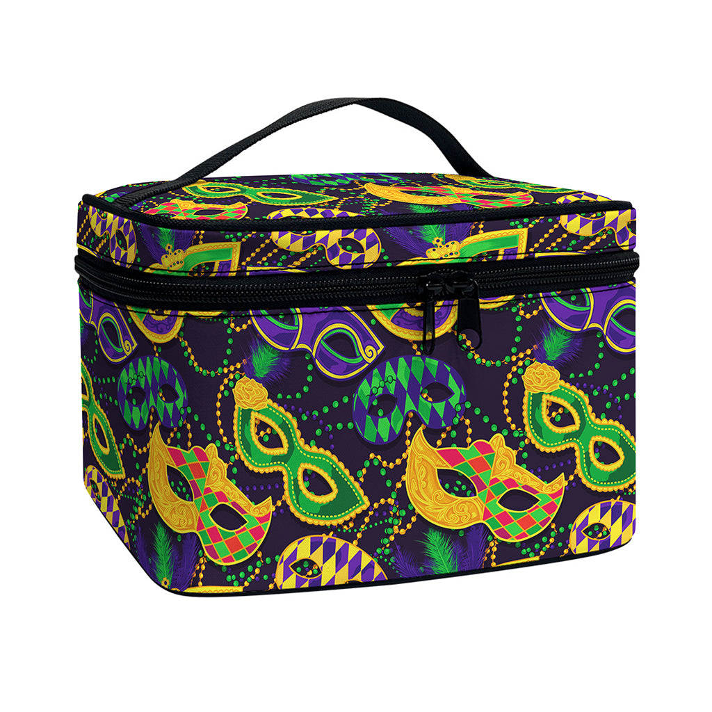 Mardi Gras Festival Pattern Print Travel Makeup Bag