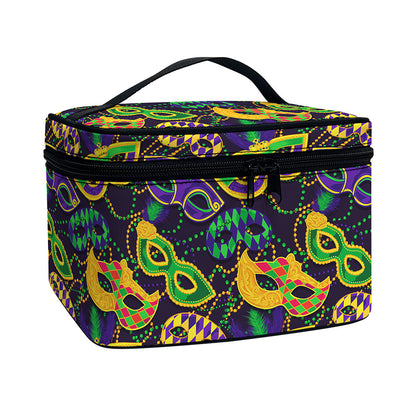 Mardi Gras Festival Pattern Print Travel Makeup Bag