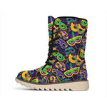 Mardi Gras Festival Pattern Print Winter Boots