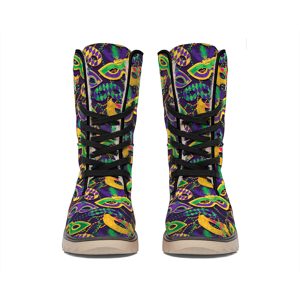 Mardi Gras Festival Pattern Print Winter Boots