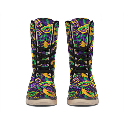 Mardi Gras Festival Pattern Print Winter Boots