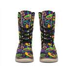 Mardi Gras Festival Pattern Print Winter Boots