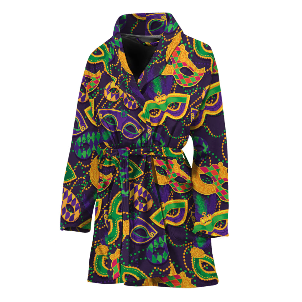 Mardi Gras Festival Pattern Print Women's Bathrobe