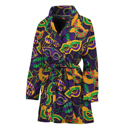 Mardi Gras Festival Pattern Print Women's Bathrobe
