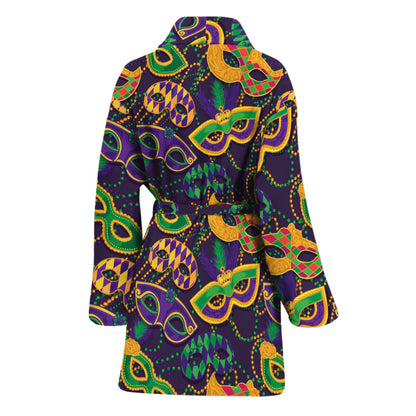 Mardi Gras Festival Pattern Print Women's Bathrobe