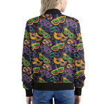 Mardi Gras Festival Pattern Print Women's Bomber Jacket
