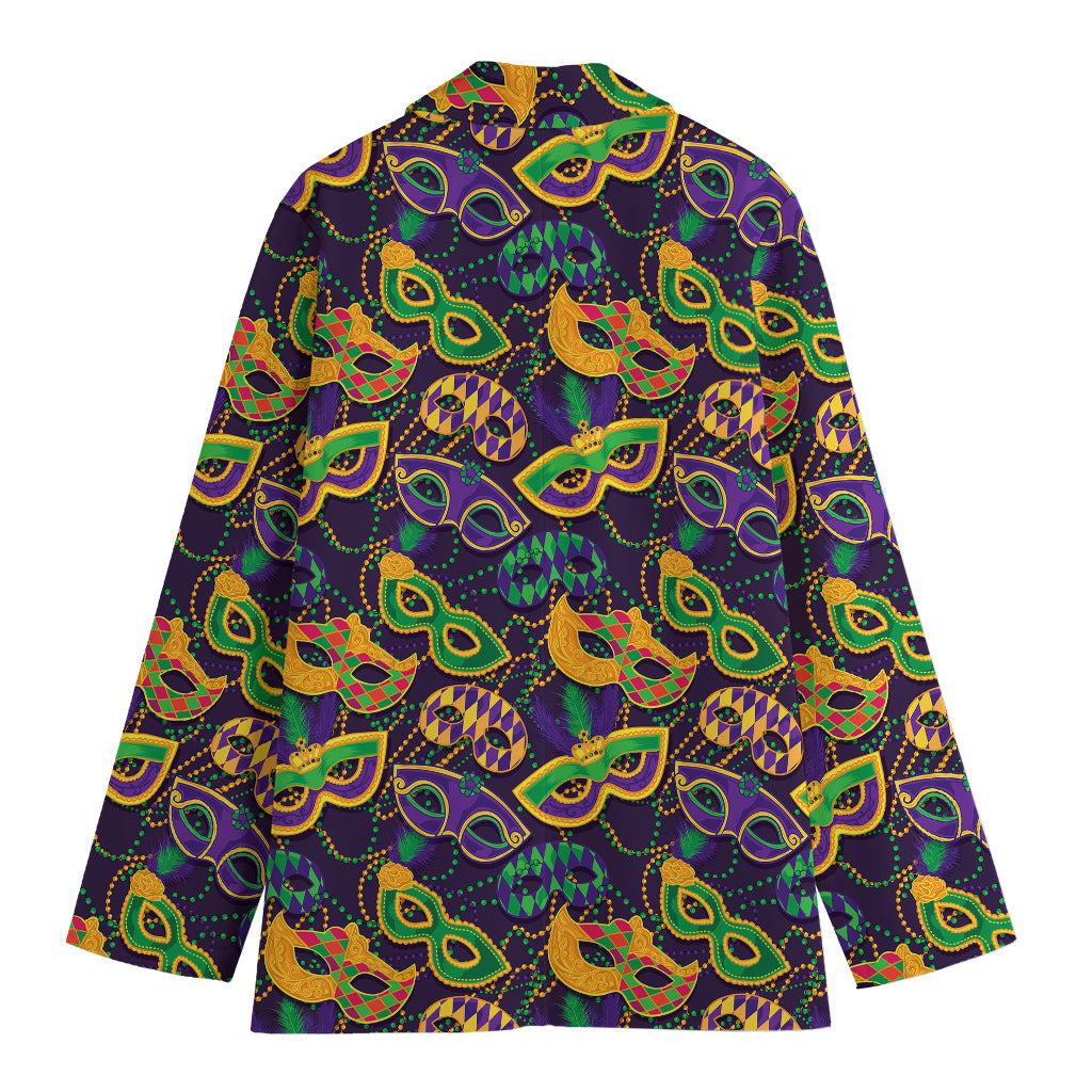 Mardi Gras Festival Pattern Print Women's Cotton Blazer