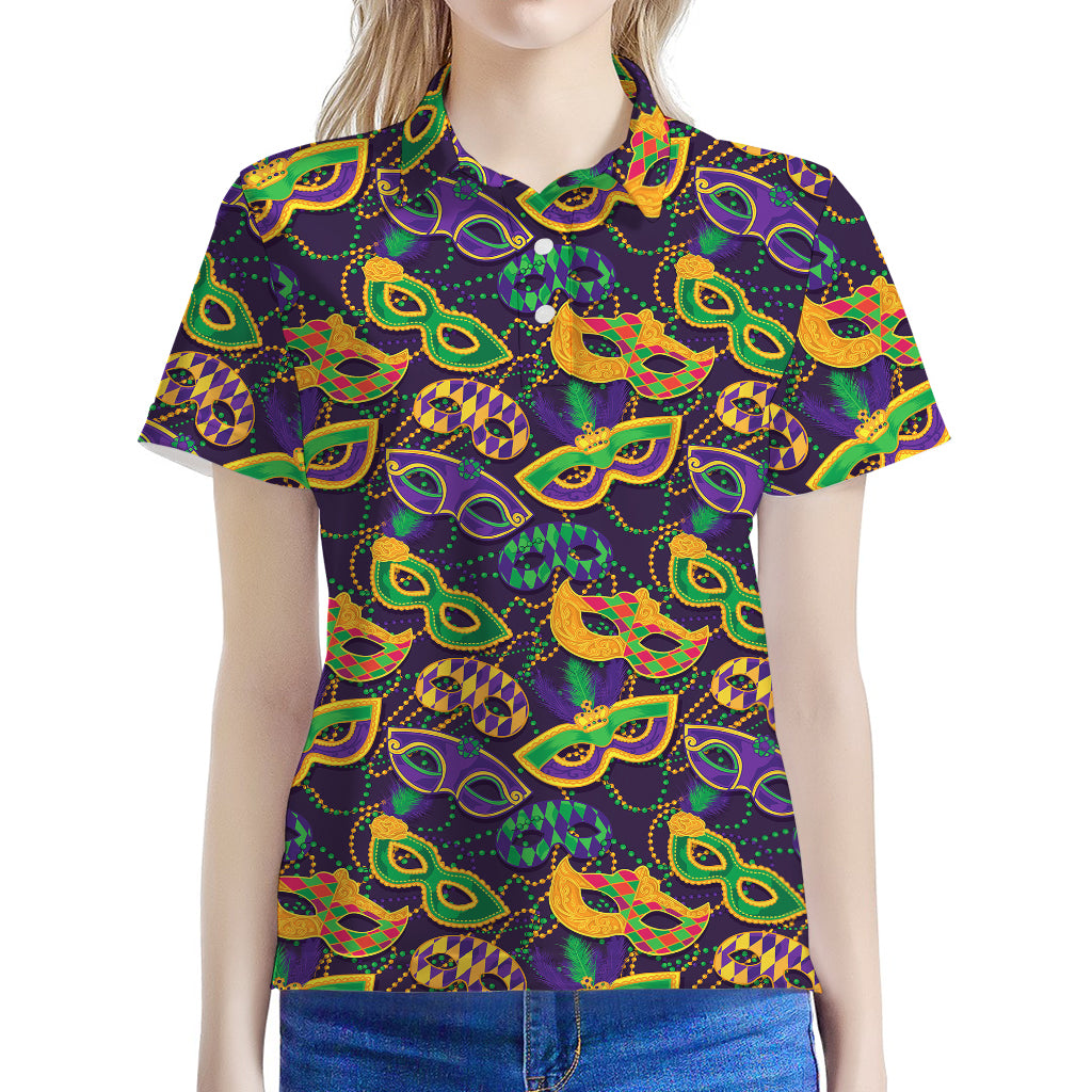 Mardi Gras Festival Pattern Print Women's Polo Shirt
