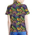 Mardi Gras Festival Pattern Print Women's Polo Shirt