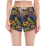 Mardi Gras Festival Pattern Print Women's Split Running Shorts