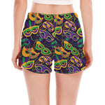 Mardi Gras Festival Pattern Print Women's Split Running Shorts