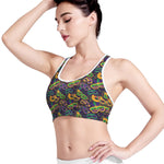 Mardi Gras Festival Pattern Print Women's Sports Bra
