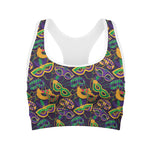 Mardi Gras Festival Pattern Print Women's Sports Bra