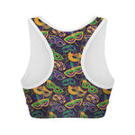 Mardi Gras Festival Pattern Print Women's Sports Bra