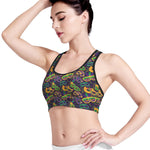 Mardi Gras Festival Pattern Print Women's Sports Bra