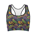 Mardi Gras Festival Pattern Print Women's Sports Bra
