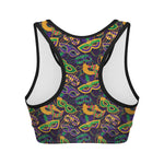 Mardi Gras Festival Pattern Print Women's Sports Bra