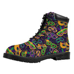 Mardi Gras Festival Pattern Print Work Boots
