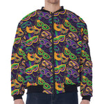 Mardi Gras Festival Pattern Print Zip Sleeve Bomber Jacket