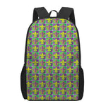 Mardi Gras Fleur De Lis Pattern Print 17 Inch Backpack