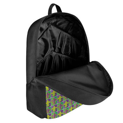 Mardi Gras Fleur De Lis Pattern Print 17 Inch Backpack