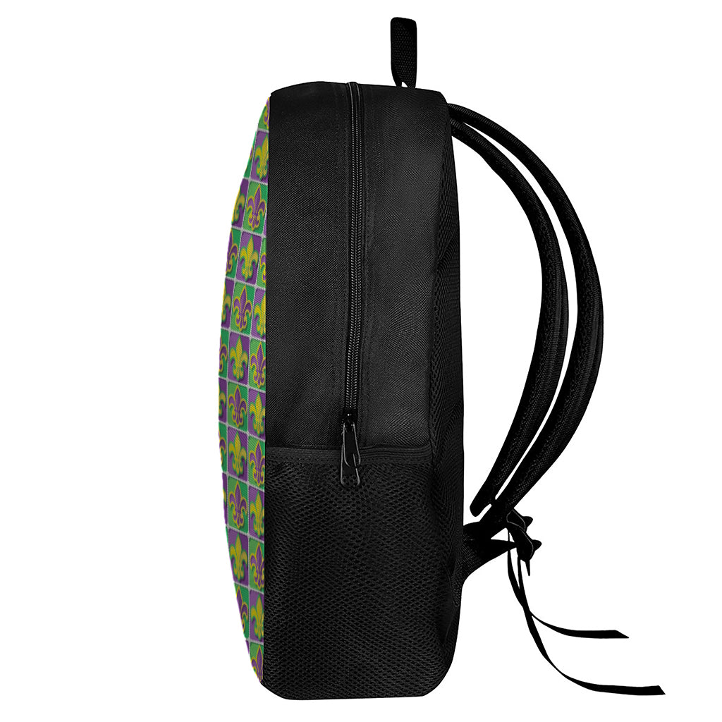 Mardi Gras Fleur De Lis Pattern Print 17 Inch Backpack