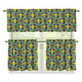 Mardi Gras Fleur De Lis Pattern Print 3 Piece Kitchen Curtains