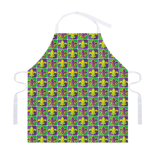 Mardi Gras Fleur De Lis Pattern Print Adjustable Apron
