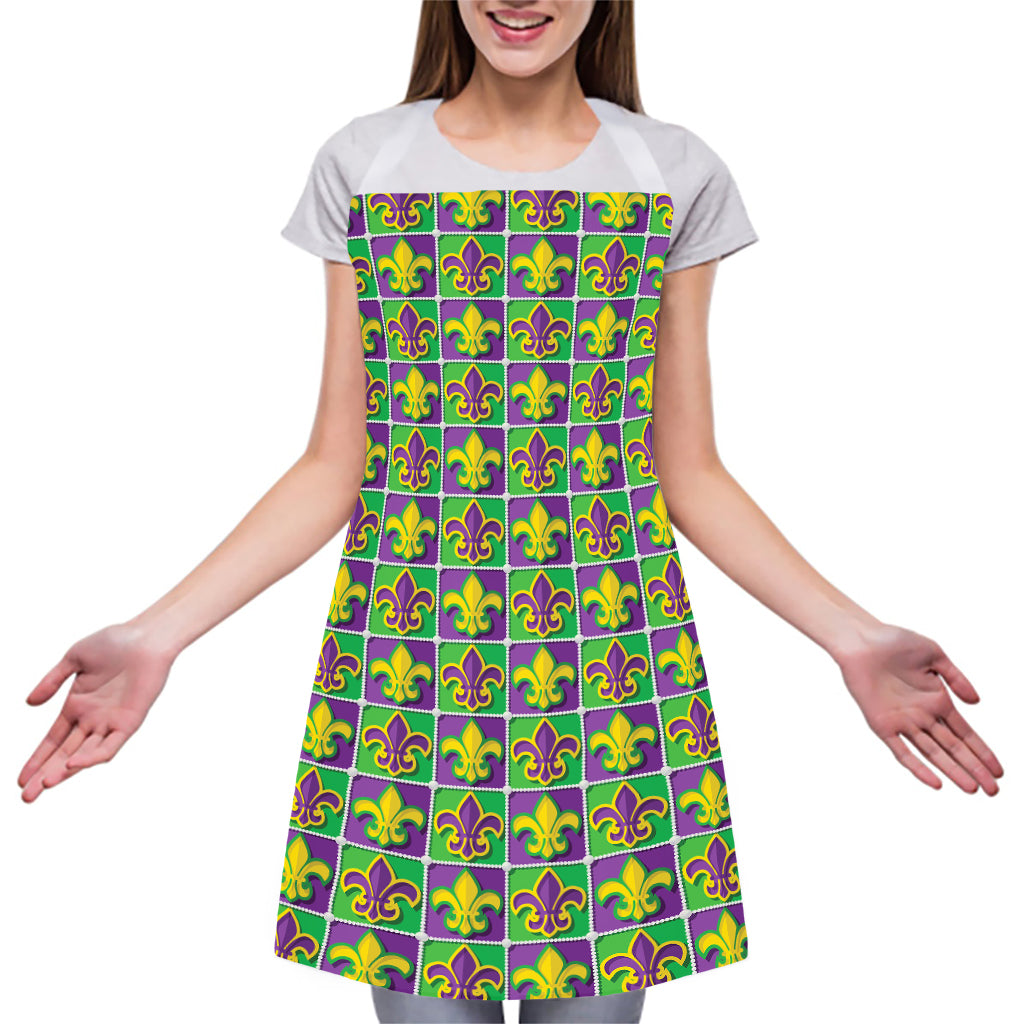 Mardi Gras Fleur De Lis Pattern Print Adjustable Apron