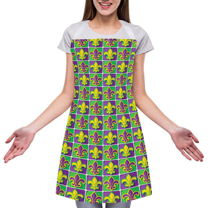 Mardi Gras Fleur De Lis Pattern Print Adjustable Apron