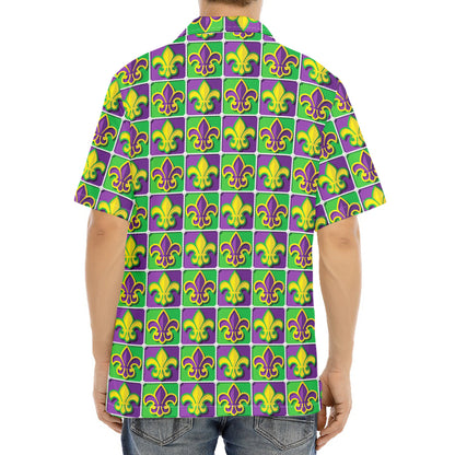 Mardi Gras Fleur De Lis Pattern Print Aloha Shirt