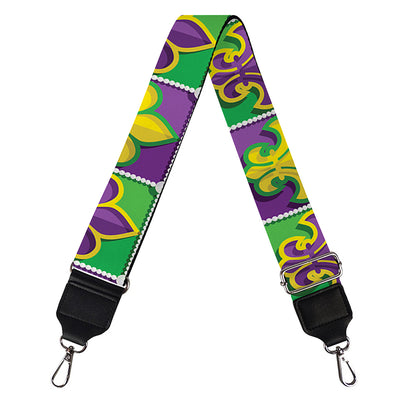 Mardi Gras Fleur De Lis Pattern Print Bag Strap