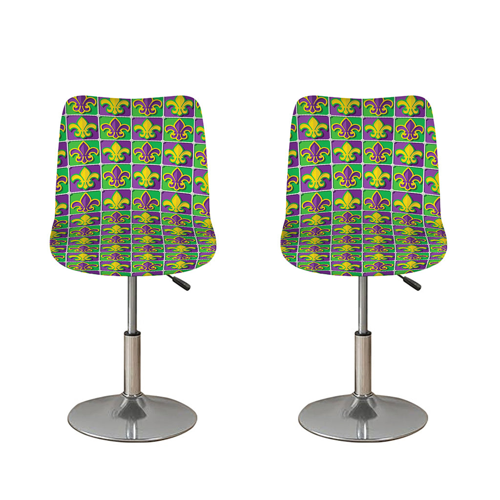 Mardi Gras Fleur De Lis Pattern Print Bar Stool Covers