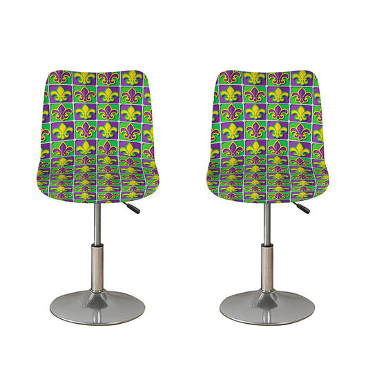 Mardi Gras Fleur De Lis Pattern Print Bar Stool Covers