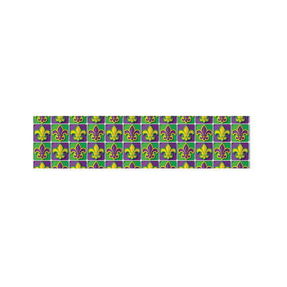 Mardi Gras Fleur De Lis Pattern Print Bed Runner