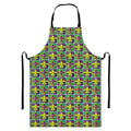 Mardi Gras Fleur De Lis Pattern Print Bib Apron With Pocket