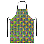 Mardi Gras Fleur De Lis Pattern Print Bib Apron With Pocket