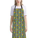 Mardi Gras Fleur De Lis Pattern Print Bib Apron With Pocket