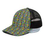 Mardi Gras Fleur De Lis Pattern Print Black Mesh Trucker Cap