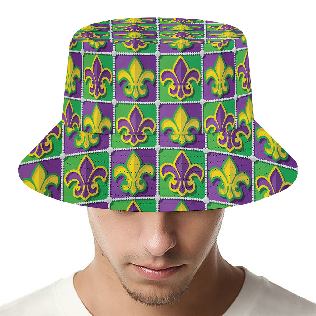 Mardi Gras Fleur De Lis Pattern Print Bucket Hat