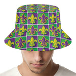 Mardi Gras Fleur De Lis Pattern Print Bucket Hat