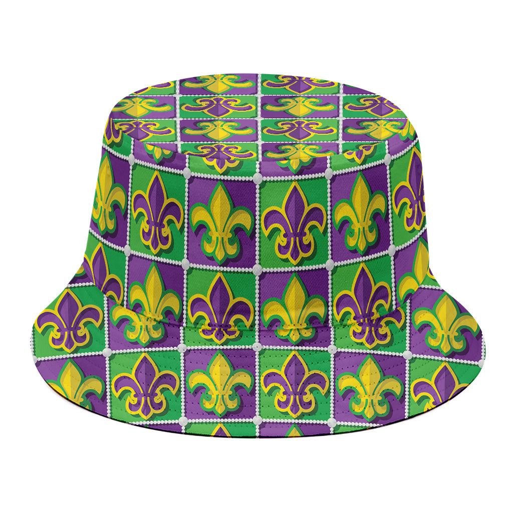 Mardi Gras Fleur De Lis Pattern Print Bucket Hat