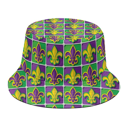 Mardi Gras Fleur De Lis Pattern Print Bucket Hat