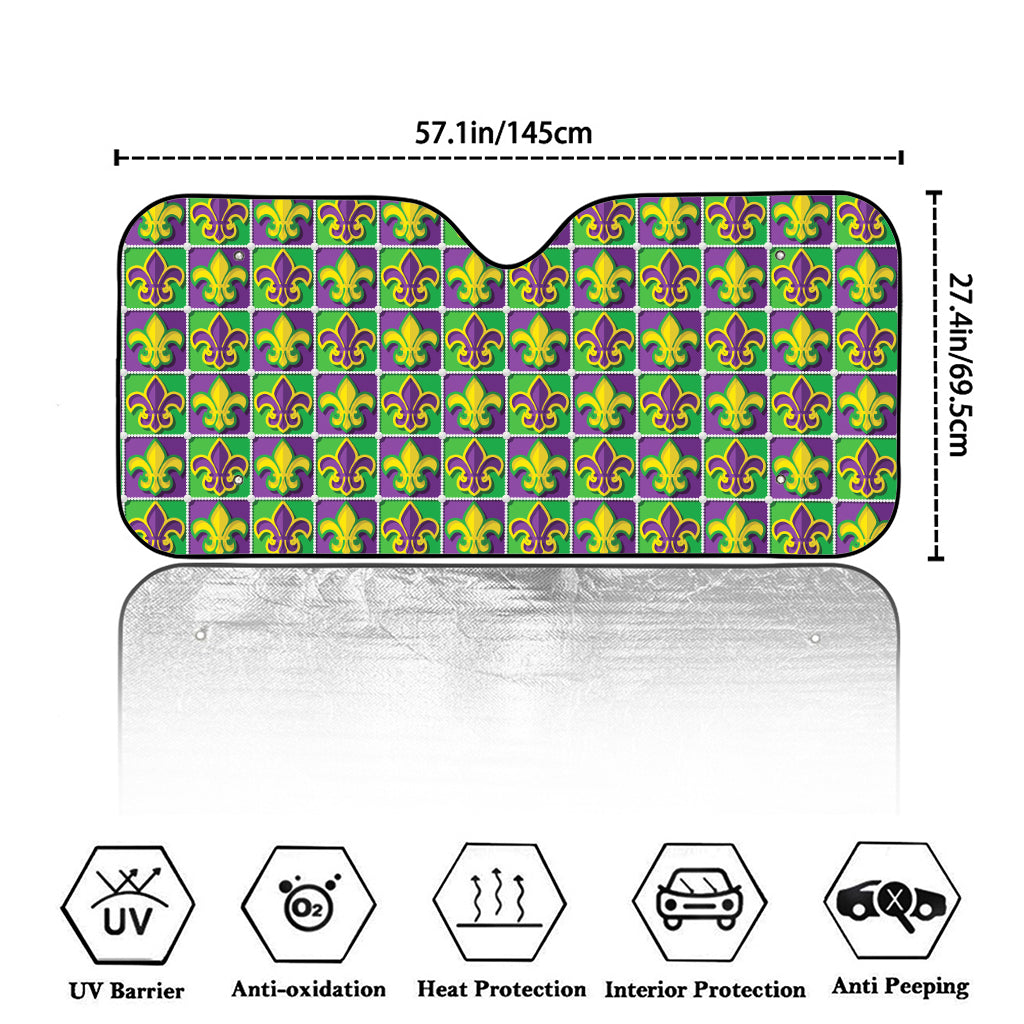 Mardi Gras Fleur De Lis Pattern Print Car Windshield Sun Shade