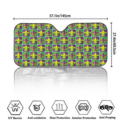 Mardi Gras Fleur De Lis Pattern Print Car Windshield Sun Shade