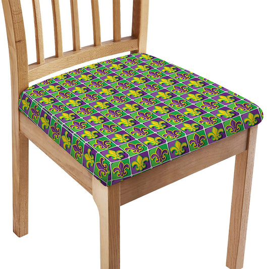 Mardi Gras Fleur De Lis Pattern Print Chair Cushion Cover