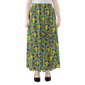 Mardi Gras Fleur De Lis Pattern Print Chiffon Maxi Skirt
