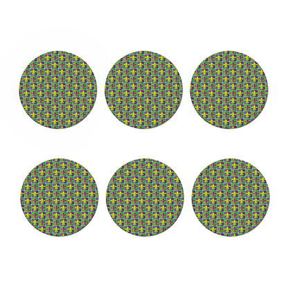 Mardi Gras Fleur De Lis Pattern Print Coaster Set