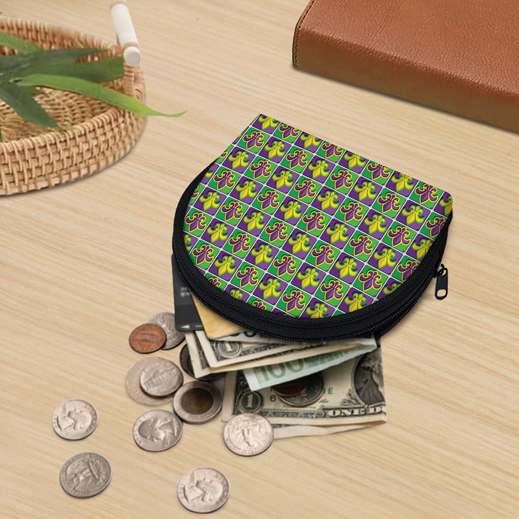 Mardi Gras Fleur De Lis Pattern Print Coin Purse