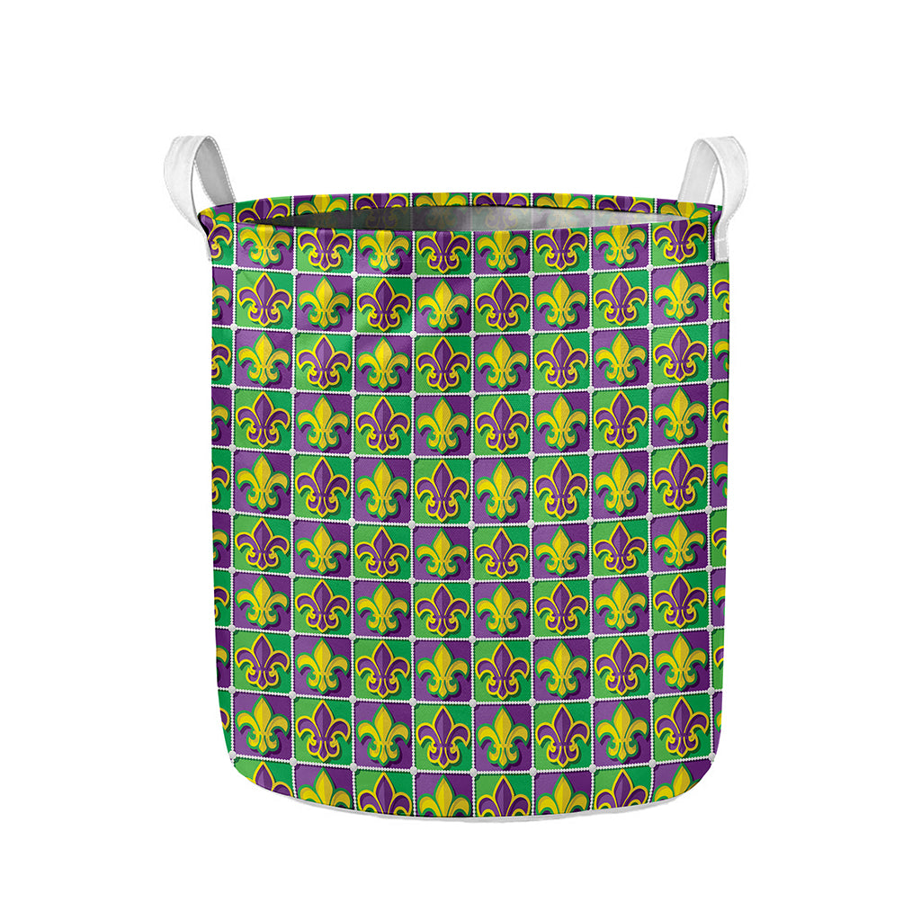 Mardi Gras Fleur De Lis Pattern Print Collapsible Laundry Basket